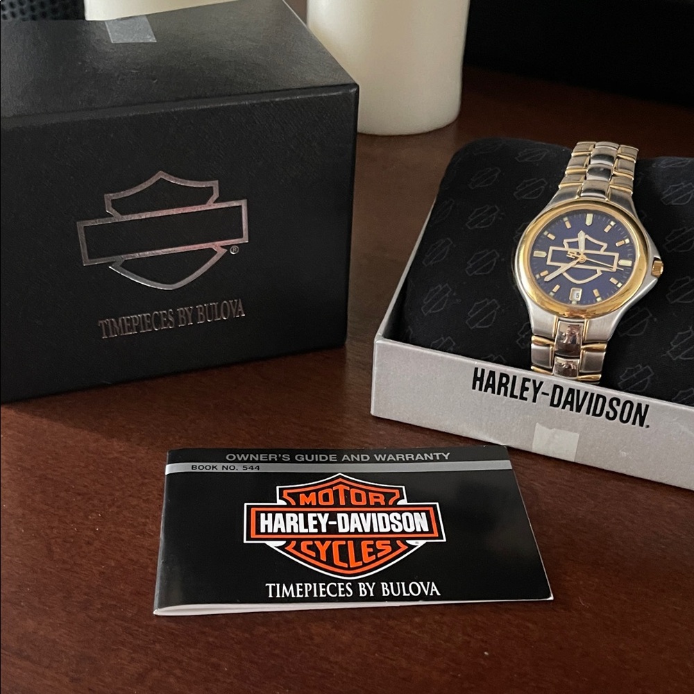 Harley Davidson Bulova Gold and Blue Men's Watch